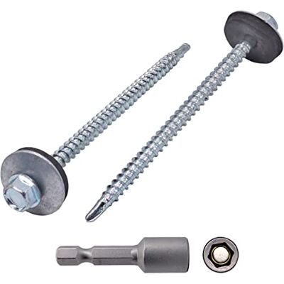 Marcopol Embalagem de 30 parafusos autoperfurantes DIN 7504-K de aço galvanizado de 4,8 x 80 mm, com arruelas EPDM, cabeça de anilha hexagonal, parafuso de chapa metálica, auto-roscante (30, 4,8 x 80 mm) Marcopol Embalagem de 30 parafusos autoperfurantes DIN 7504-K de aço galvanizado de 4,8 x 80 mm, com arruelas EPDM, cabeça de anilha hexagonal, parafuso de chapa metálica, auto-roscante (30, 4,8 x 80 mm)