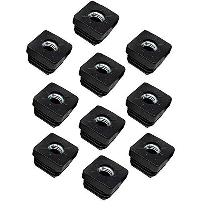 Design61 10 tampões roscados para tubo quadrado de 30 x 30 mm, 2,0 mm, com rosca interior M10 Design61 10 tampões roscados para tubo quadrado de 30 x 30 mm, 2,0 mm, com rosca interior M10