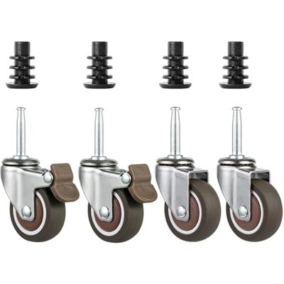 DYPJHEO 120 kg rodas giratórias silenciosas para carrinhos e berços, para uso com diâmetro externo de tubo redondo (14/16/19/22/25 mm), rodas sobressalentes rodas giratórias para móveis de borracha com 2 DYPJHEO 120 kg rodas giratórias silenciosas para carrinhos e berços, para uso com diâmetro externo de tubo redondo (14/16/19/22/25 mm), rodas sobressalentes rodas giratórias para móveis de borracha com 2