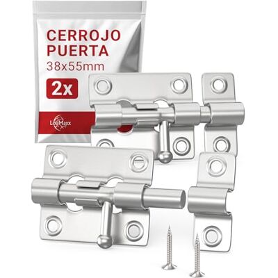 LouMaxx Conjunto de 2 ferrolho para porta (38 x 55 mm, inclui parafusos) LouMaxx Conjunto de 2 ferrolho para porta (38 x 55 mm, inclui parafusos)