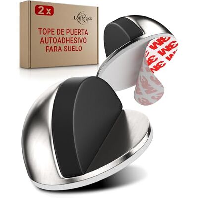 LouMaxx Tampa de porta autocolante de chão pack de 2 aparência de aço inoxidável Tope porta autocolante sem perfuração proteção paredes e móveis adesão extra forte LouMaxx Tampa de porta autocolante de chão pack de 2 aparência de aço inoxidável Tope porta autocolante sem perfuração proteção paredes e móveis adesão extra forte