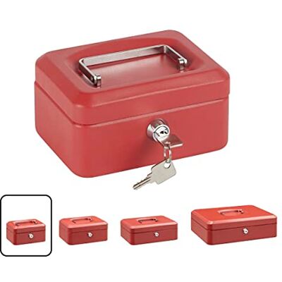 ARREGUI Elegante Cofre de Caudais com Chave para Contar e Transportar Dinheiro Cofre de Segurança de aço com bandeja interior Cofre portátil 15 cm de largura Cor Vermelho ARREGUI Elegante Cofre de Caudais com Chave para Contar e Transportar Dinheiro Cofre de Segurança de aço com bandeja interior Cofre portátil 15 cm de largura Cor Vermelho