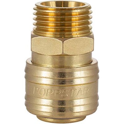 POPPSTAR Conectores rápidos de ar comprimido, diâmetro nominal 7,2 mm com rosca externa (macho) de 1/2 polegadas para conexão de ar comprimido POPPSTAR Conectores rápidos de ar comprimido, diâmetro nominal 7,2 mm com rosca externa (macho) de 1/2 polegadas para conexão de ar comprimido