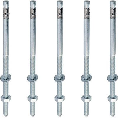 AERZETIX C67381-5x parafuso parafuso de ancoragem rosca longa, parafuso de expansão M10 x 220 mm em aço galvanizado, para betão, pedra AERZETIX C67381-5x parafuso parafuso de ancoragem rosca longa, parafuso de expansão M10 x 220 mm em aço galvanizado, para betão, pedra