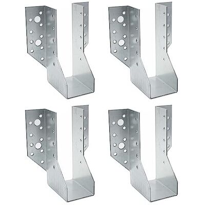 DOJA Barcelona Suporte para feixe, pack de 4, sapatos de feixe tipo A, 48 x 136 x 75 mm, em zinco, sapatos de feixe com asas, para suporte poste de madeira, vigas de madeira para pérgolas e feixe de DOJA Barcelona Suporte para feixe, pack de 4, sapatos de feixe tipo A, 48 x 136 x 75 mm, em zinco, sapatos de feixe com asas, para suporte poste de madeira, vigas de madeira para pérgolas e feixe de