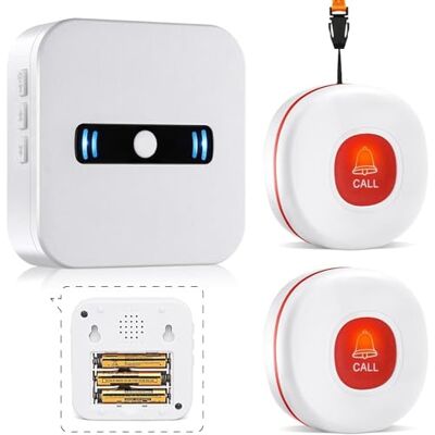 DAYTEE Daytech Avisador para idosos, botão de emergência idosos, botão de chamada de emergência é adequado para familiares que precisam de ser atendidos em casa (1 recetor 2 botão) DAYTEE Daytech Avisador para idosos, botão de emergência idosos, botão de chamada de emergência é adequado para familiares que precisam de ser atendidos em casa (1 recetor 2 botão)