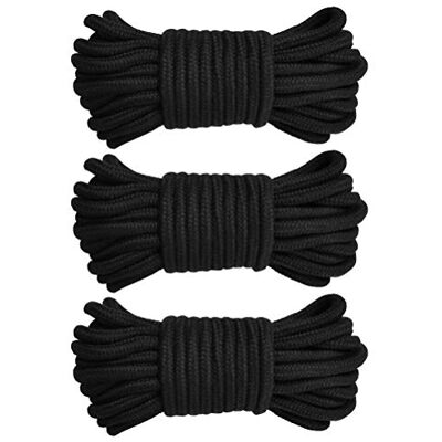 TIMESETL Cordas de Algodão 3 PCS Corda Suave Bondage Cordão Algodão de Amarração Elástica Corda Preta Trançada Corda de Tecelagem, Cordão Grosso 10 M / 33 Pés 8 MM, Preto TIMESETL Cordas de Algodão 3 PCS Corda Suave Bondage Cordão Algodão de Amarração Elástica Corda Preta Trançada Corda de Tecelagem, Cordão Grosso 10 M / 33 Pés 8 MM, Preto