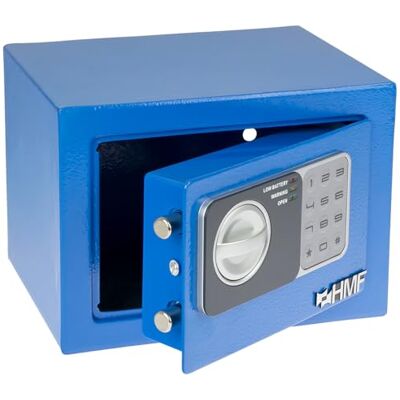 HMF Cofre pequeno, cofre para móveis com fechadura de combinação, 23 x 17 x 17 cm, azul HMF Cofre pequeno, cofre para móveis com fechadura de combinação, 23 x 17 x 17 cm, azul