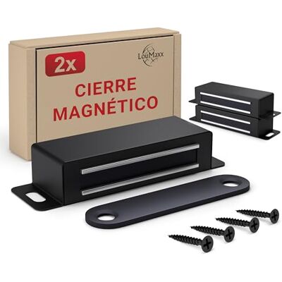 LouMaxx Fecho magnético forte para , força de fixação de 15 kg, conjunto de 2 fechos magnéticos em aço inoxidável preto, ímanes porta armários, aderência firme. LouMaxx Fecho magnético forte para , força de fixação de 15 kg, conjunto de 2 fechos magnéticos em aço inoxidável preto, ímanes porta armários, aderência firme.