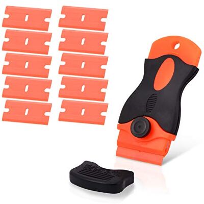 Ehdis Raspador de plástico com 10 peças lâminas de plástico, para remover etiquetas engomadas de vinil autocolantes e cola, limpador para placa de indução e vitrocerâmica Ehdis Raspador de plástico com 10 peças lâminas de plástico, para remover etiquetas engomadas de vinil autocolantes e cola, limpador para placa de indução e vitrocerâmica