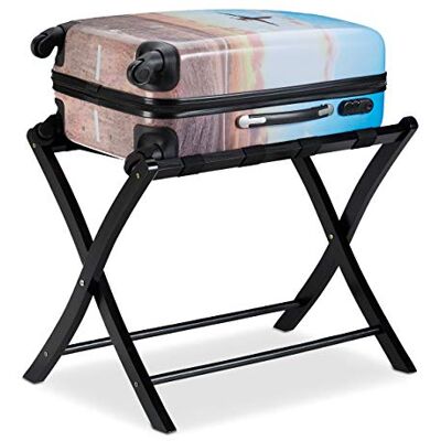 Relaxdays Suporte para malas de madeira, repousa malas dobrável, porta-bagagens, prateleira de malas, 52,5 x 66,5 x 48 cm, preto Relaxdays Suporte para malas de madeira, repousa malas dobrável, porta-bagagens, prateleira de malas, 52,5 x 66,5 x 48 cm, preto