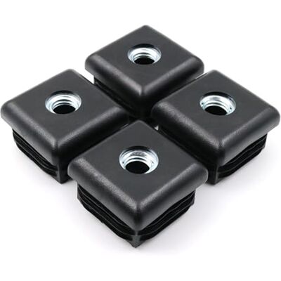 Design61 4 tampões roscados de tubo quadrado 35 x 35 mm, 1-2 mm com rosca interior M10, Design61 4 tampões roscados de tubo quadrado 35 x 35 mm, 1-2 mm com rosca interior M10,