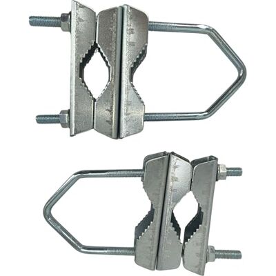PremiumX Premium X 2 x Grampo Duplo para Mastro de Satélite Tubo de Suporte Duplo de Aço Galvanizado Grampo duplo para mastro de até 60 mm de Ø PremiumX Premium X 2 x Grampo Duplo para Mastro de Satélite Tubo de Suporte Duplo de Aço Galvanizado Grampo duplo para mastro de até 60 mm de Ø