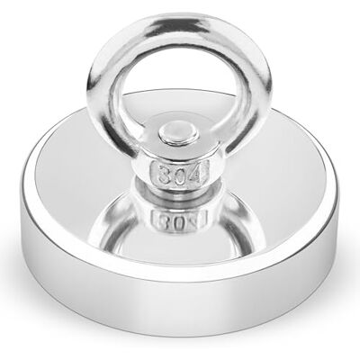 POPPSTAR Íman de ilhó de neodímio (força adesiva 160 kg, diâmetro 60 mm), extra forte, prateado POPPSTAR Íman de ilhó de neodímio (força adesiva 160 kg, diâmetro 60 mm), extra forte, prateado