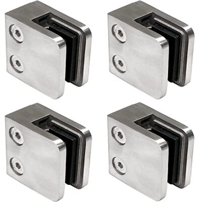 PRIOstahl ® Pinça de suporte, 4 unidades, aço inoxidável, 45 x 45 x 26 mm, vidro para 42,4 mm de diâmetro, vidro de vidro de 8 mm corrimão suporte de fixação PRIOstahl ® Pinça de suporte, 4 unidades, aço inoxidável, 45 x 45 x 26 mm, vidro para 42,4 mm de diâmetro, vidro de vidro de 8 mm corrimão suporte de fixação