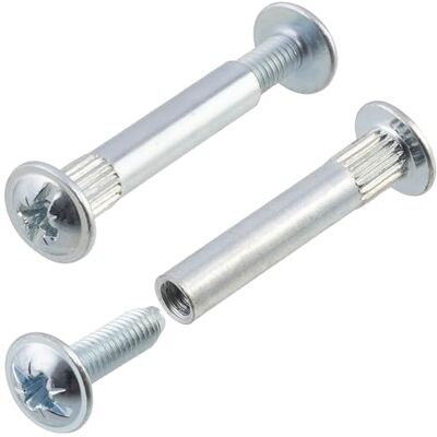 AERZETIX C41552 Conjunto de 40 parafusos de união para móveis M4 15 x 27 mm parafuso de montagem conexão macho fêmea parafuso de encadernação bucha em aço AERZETIX C41552 Conjunto de 40 parafusos de união para móveis M4 15 x 27 mm parafuso de montagem conexão macho fêmea parafuso de encadernação bucha em aço
