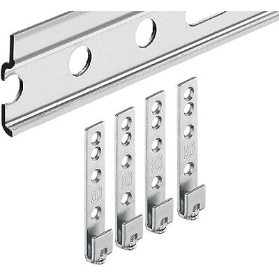 Gedotec Calha de parede para pendurar na parte superior do armário com 4 unidades de gancho para pendurar, H10282, comprimento 1250 mm, aço galvanizado Gedotec Calha de parede para pendurar na parte superior do armário com 4 unidades de gancho para pendurar, H10282, comprimento 1250 mm, aço galvanizado