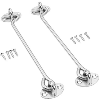 DRELD 2 unidades 25,4 cm gancho de janela gancho de porta de aço inoxidável com parafusos para janelas portas olho porta trava DRELD 2 unidades 25,4 cm gancho de janela gancho de porta de aço inoxidável com parafusos para janelas portas olho porta trava