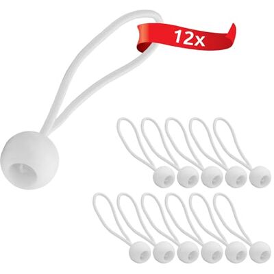 ECENCE 12 peças tensores de borracha com bolas borrachas elásticas de plástico para lonas, tendas, pavilhões e lojas fixação segura com grande força tensora branco ECENCE 12 peças tensores de borracha com bolas borrachas elásticas de plástico para lonas, tendas, pavilhões e lojas fixação segura com grande força tensora branco