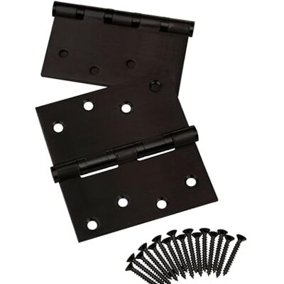 SOTECH 4 peças dobradiças para portas 101 x 101 x 2,5 mm dobradiça parafuso parafusos aço inoxidável SS304 rolamento de esferas preto com parafusos capacidade de carga 75 kg SOTECH 4 peças dobradiças para portas 101 x 101 x 2,5 mm dobradiça parafuso parafusos aço inoxidável SS304 rolamento de esferas preto com parafusos capacidade de carga 75 kg