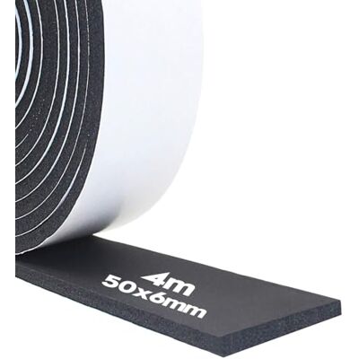 Storystore Fita de vedação autoadesiva, espuma de vedação 50 mm (largura) x 6 mm (profundidade), borracha de espuma autoadesiva para portas e janelas, junta de porta, insonorização, comprimento total 4 m Storystore Fita de vedação autoadesiva, espuma de vedação 50 mm (largura) x 6 mm (profundidade), borracha de espuma autoadesiva para portas e janelas, junta de porta, insonorização, comprimento total 4 m