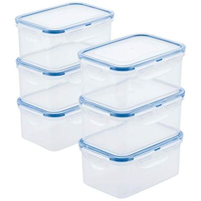 LocknLock Lock & Lock Easy Essentials Conjunto de recipientes de armazenamento de alimentos, transparente, 20 onças (pacote de 6) LocknLock Lock & Lock Easy Essentials Conjunto de recipientes de armazenamento de alimentos, transparente, 20 onças (pacote de 6)