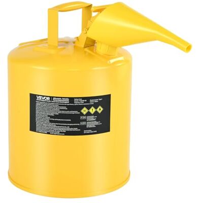 VEVOR Bidão de combustível diesel tipo I 19 L, com supressor de chamas, tampa de fecho automático e funil de polietileno, pega ergonómica, recipiente para armazenamento de incêndios, amarelo VEVOR Bidão de combustível diesel tipo I 19 L, com supressor de chamas, tampa de fecho automático e funil de polietileno, pega ergonómica, recipiente para armazenamento de incêndios, amarelo