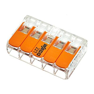 WAGO alavanca de fixação de conexão 5 x 0,2 – 4 mm², 10 unidades, blv221415 Clemas de alavanca para cabos rígidos e flexíveis. Capacidade de 32 A e 450 V. Blister original BLV221415 transparente. WAGO alavanca de fixação de conexão 5 x 0,2 – 4 mm², 10 unidades, blv221415 Clemas de alavanca para cabos rígidos e flexíveis. Capacidade de 32 A e 450 V. Blister original BLV221415 transparente.