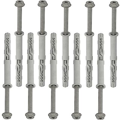 AERZETIX Conjunto de 10 buchas de plástico Ø 12 x 120 mm com flange 10 parafusos Ø 8 x 130 mm auto-roscantes com flange de cabeça hexagonal pegada estrela TX40 betão tijolo fixação AERZETIX Conjunto de 10 buchas de plástico Ø 12 x 120 mm com flange 10 parafusos Ø 8 x 130 mm auto-roscantes com flange de cabeça hexagonal pegada estrela TX40 betão tijolo fixação