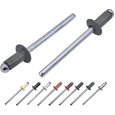 Marcopol Pacote de 100 peças. Rebite cego pintado 4,0 x 8 mm, cabeça de cúpula, DIN 7337, rebite de alumínio e mandril de aço, rebites pop (100, lona cinza RAL 7010) Marcopol Pacote de 100 peças. Rebite cego pintado 4,0 x 8 mm, cabeça de cúpula, DIN 7337, rebite de alumínio e mandril de aço, rebites pop (100, lona cinza RAL 7010)
