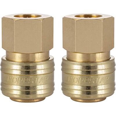 POPPSTAR Conectores rápidos de ar comprimido, diâmetro nominal 7,2 mm com rosca interna (fêmea) de 1/4 polegadas para conexão de ar comprimido, 2 unidades POPPSTAR Conectores rápidos de ar comprimido, diâmetro nominal 7,2 mm com rosca interna (fêmea) de 1/4 polegadas para conexão de ar comprimido, 2 unidades