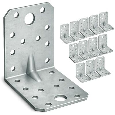 OMIdeas 12 x esquadra metálica de ângulo (70 x 70 x 55 x 2,5) conectores angulares com flange ângulos metálicos galvanizados OMIdeas 12 x esquadra metálica de ângulo (70 x 70 x 55 x 2,5) conectores angulares com flange ângulos metálicos galvanizados