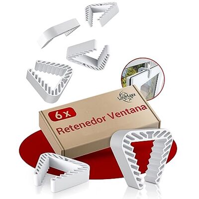 LouMaxx clipes para janela de plástico branco Conjunto de 6 paradas para porta LouMaxx clipes para janela de plástico branco Conjunto de 6 paradas para porta
