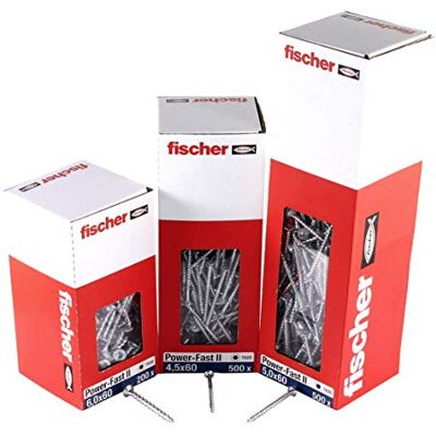 fischer 500 parafusos para aglomerado Power-Fast II 5,0 x 60 com cabeça escariada com rosca parcial Star TX galvanizada azul pasivada (n.º de artigo ) fischer 500 parafusos para aglomerado Power-Fast II 5,0 x 60 com cabeça escariada com rosca parcial Star TX galvanizada azul pasivada (n.º de artigo )