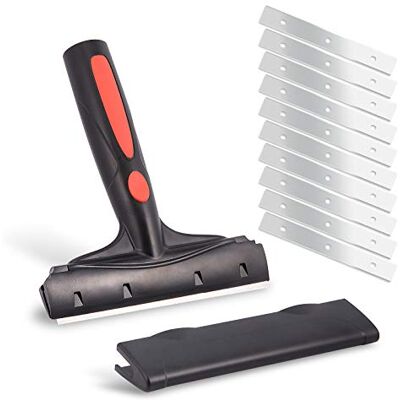 Ehdis Raspador de janela de metal com 10 lâminas para remoção de cola, pintura, decalques, tinta, autocolantes, papel de parede, preto Ehdis Raspador de janela de metal com 10 lâminas para remoção de cola, pintura, decalques, tinta, autocolantes, papel de parede, preto