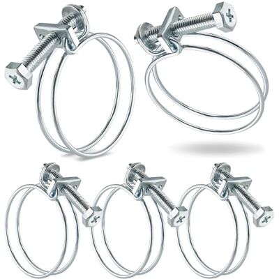 POPPSTAR 5 x Braçadeiras de mangueira de fio duplo W1 aço galvanizado, clipes de mangueira de arame duplo, Ø faixa de fixação 40-45 mm, Ø fio 2 mm POPPSTAR 5 x Braçadeiras de mangueira de fio duplo W1 aço galvanizado, clipes de mangueira de arame duplo, Ø faixa de fixação 40-45 mm, Ø fio 2 mm