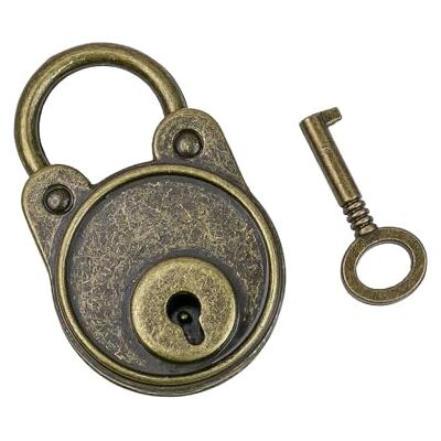 HMF Cadeado decorativo vintage com chave, 4,8 x 3 x 1 cm, bronze HMF Cadeado decorativo vintage com chave, 4,8 x 3 x 1 cm, bronze