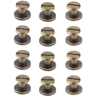 Walfront 20 conjuntos de parafusos de cabeça plana, parafusos manuais de couro de bronze de latão, rebites de pregos, rebites metálicos feitos à mão (5 mm) Walfront 20 conjuntos de parafusos de cabeça plana, parafusos manuais de couro de bronze de latão, rebites de pregos, rebites metálicos feitos à mão (5 mm)
