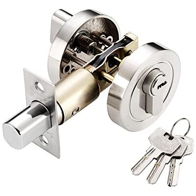 Qrity Fechadura de Cilindro Único, Fechadura de Trava Redonda com Chaves, Fechaduras de Porta Modernas, Liga de Zinco, para Porta da Frente, Porta de Passagem Qrity Fechadura de Cilindro Único, Fechadura de Trava Redonda com Chaves, Fechaduras de Porta Modernas, Liga de Zinco, para Porta da Frente, Porta de Passagem