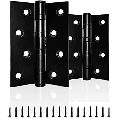 AOLISHENG Dobradiças de porta de 4 polegadas, 100 mm, rolamento de esferas, aço inoxidável, cromado, dobradiças de porta pretas para madeira interna, 1 par AOLISHENG Dobradiças de porta de 4 polegadas, 100 mm, rolamento de esferas, aço inoxidável, cromado, dobradiças de porta pretas para madeira interna, 1 par
