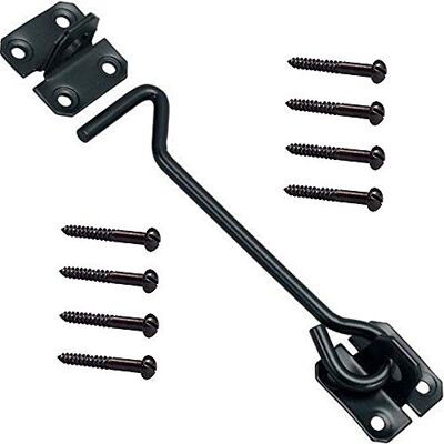 Merriway Trava tipo gancho para porta (150 mm), cor preta brilhante Merriway Trava tipo gancho para porta (150 mm), cor preta brilhante