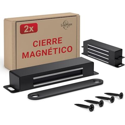 LouMaxx Trava magnética forte – Força de fixação de 15 kg, conjunto de 2 unidades de aço inoxidável, ímã para porta, ímanes para móveis, fecho magnético de aço inoxidável LouMaxx Trava magnética forte – Força de fixação de 15 kg, conjunto de 2 unidades de aço inoxidável, ímã para porta, ímanes para móveis, fecho magnético de aço inoxidável