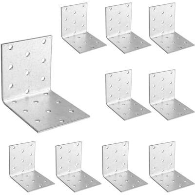 OMIdeas 10 x Esquadro com placa perfurada (60 x 60 x 60) Conectores em ângulo Esquadro largo Suportes de ângulo chapa de aço galvanizado OMIdeas 10 x Esquadro com placa perfurada (60 x 60 x 60) Conectores em ângulo Esquadro largo Suportes de ângulo chapa de aço galvanizado