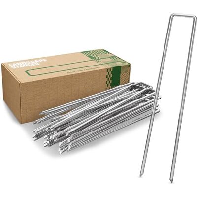 GardenGloss Grampos de fixação de aço galvanizado para pavimentos extremamente duros (50 peças) 200 mm de comprimento, 25 mm de largura, Ø 3,8 mm GardenGloss Grampos de fixação de aço galvanizado para pavimentos extremamente duros (50 peças) 200 mm de comprimento, 25 mm de largura, Ø 3,8 mm