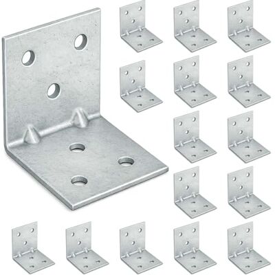 OMIdeas 15 x Conectores em ângulo (40 x 40 x 40) Esquadro largo Suportes de ângulo reforçados de canto em folha de aço galvanizado OMIdeas 15 x Conectores em ângulo (40 x 40 x 40) Esquadro largo Suportes de ângulo reforçados de canto em folha de aço galvanizado