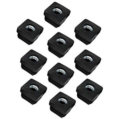 Design61 10 tampões roscados para tubos quadrados de 25 x 25 mm, 2,0 mm, com rosca interior M10 Design61 10 tampões roscados para tubos quadrados de 25 x 25 mm, 2,0 mm, com rosca interior M10