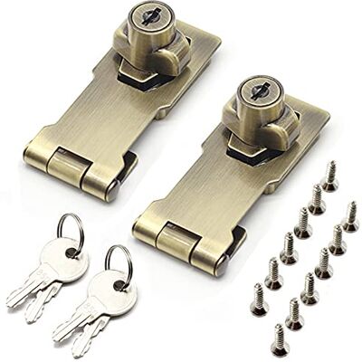 Cohentbliss Fechadura de porta metálica com ferrolho de metal para armário e gavetas cadeado de liga de zinco com chave 2 peças Cohentbliss Fechadura de porta metálica com ferrolho de metal para armário e gavetas cadeado de liga de zinco com chave 2 peças