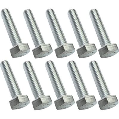 AERZETIX Conjunto de 10 parafusos M6 x 25, cabeça hexagonal, Ø 6 x 25 mm, DIN 933, aço galvanizado, cor prateada, bricolagem, ferramenta de montagem, ferragens AERZETIX Conjunto de 10 parafusos M6 x 25, cabeça hexagonal, Ø 6 x 25 mm, DIN 933, aço galvanizado, cor prateada, bricolagem, ferramenta de montagem, ferragens