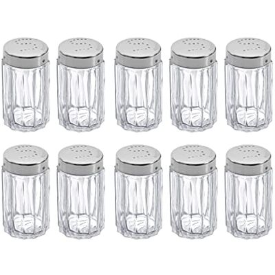 Westmark Saleiro, 10 peças, capacidade: 50 ml cada, vidro/aço inoxidável, Traditionell, prata/transparente, Westmark Saleiro, 10 peças, capacidade: 50 ml cada, vidro/aço inoxidável, Traditionell, prata/transparente,