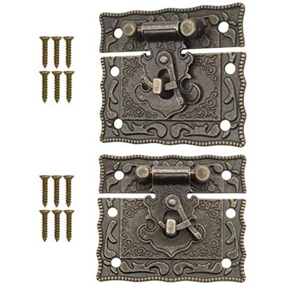 Fuxxer ® 2 fechos antigos, ganchos de bloqueio, design de ferro bronze, 50 x 42 mm, 2 unidades Fuxxer ® 2 fechos antigos, ganchos de bloqueio, design de ferro bronze, 50 x 42 mm, 2 unidades